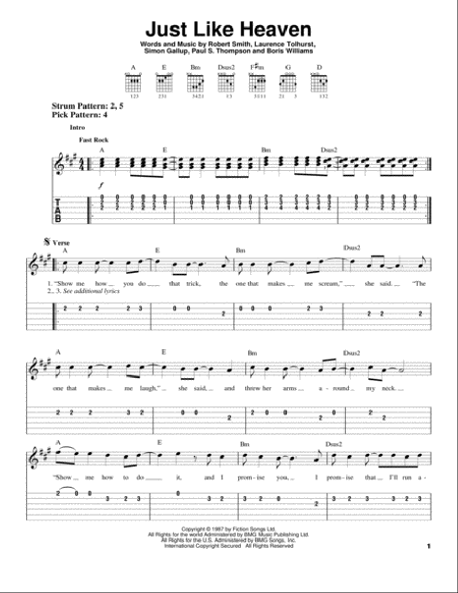 Just Like Heaven Acoustic Guitar scores gallery preview page 1