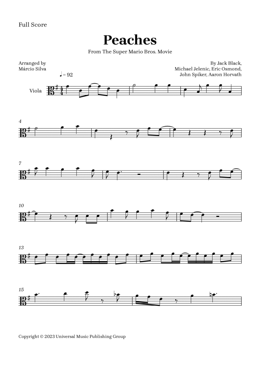 Peaches Viola Solo scores gallery preview page 1