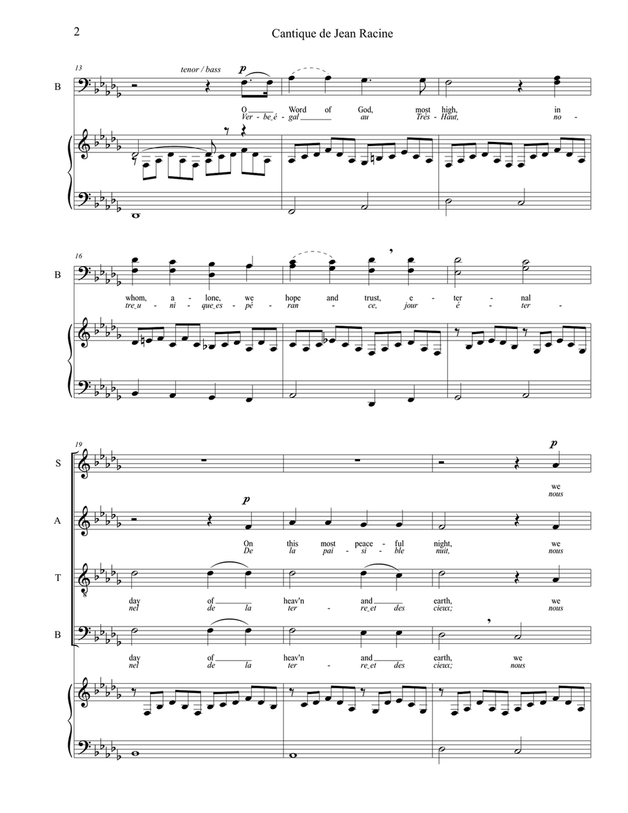 Cantique de Jean Racine (SATB) 4-Part scores gallery preview page 2