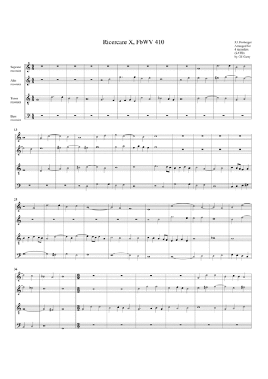 Ricercare no.10, FbWV 410 Recorder scores gallery preview page 2