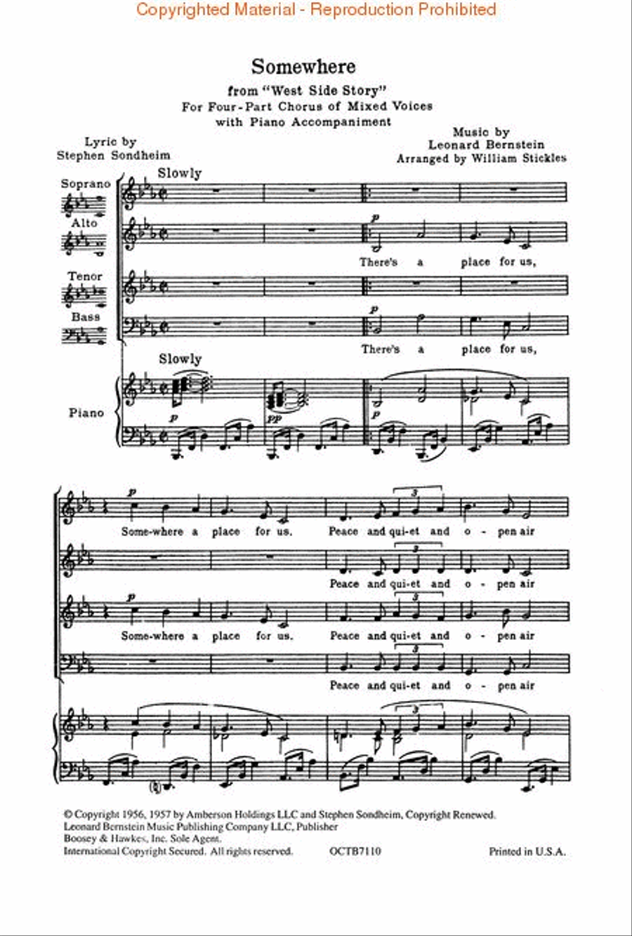 Somewhere (from West Side Story) 4-Part scores gallery preview page 2