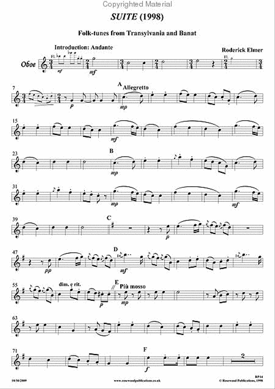 Suite for Wind Quintet of Folktunes from Transylvania & Banat Woodwind Quintet scores gallery preview page 4