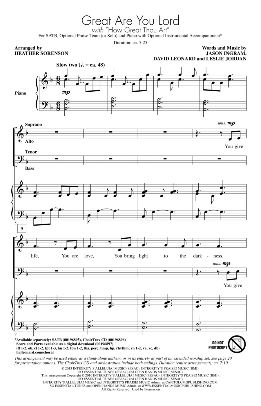 Great Are You Lord 4-Part scores gallery preview page 1