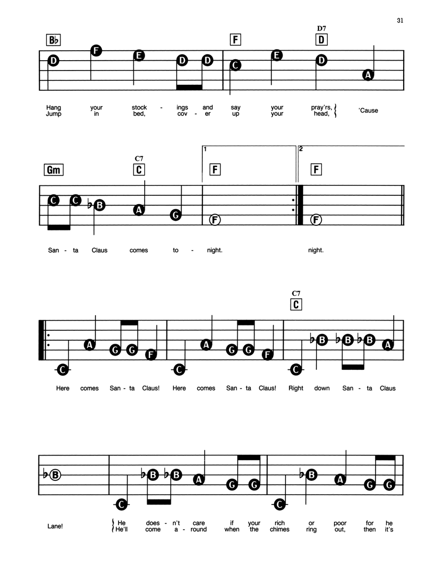 Here Comes Santa Claus (Right Down Santa Claus Lane) Electronic Keyboard scores gallery preview page 2