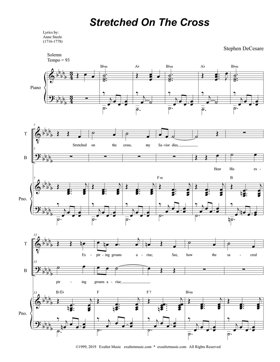 Stretched On The Cross (2-part choir - (TB)