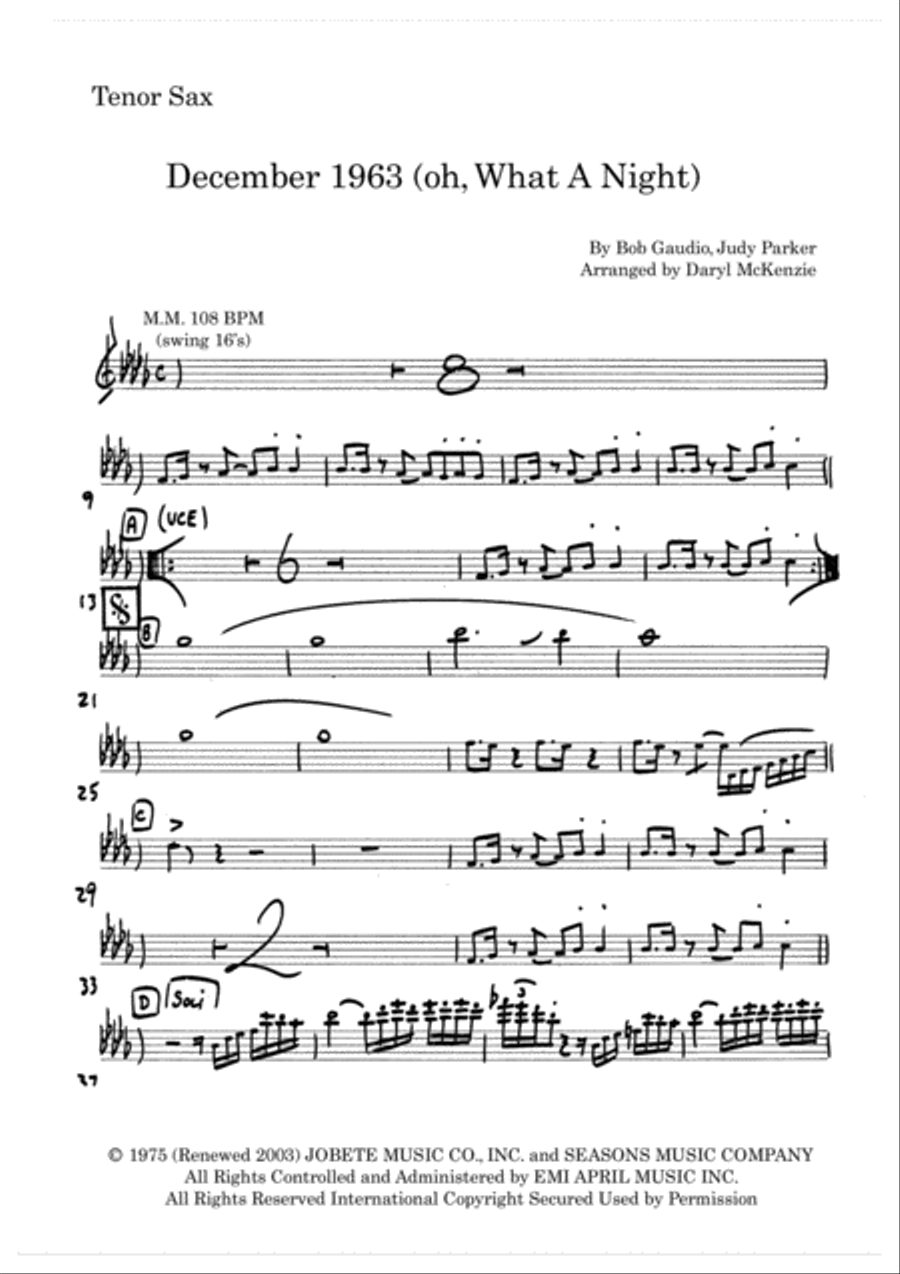 December 1963 (oh, What A Night) Jazz Ensemble scores gallery preview page 5