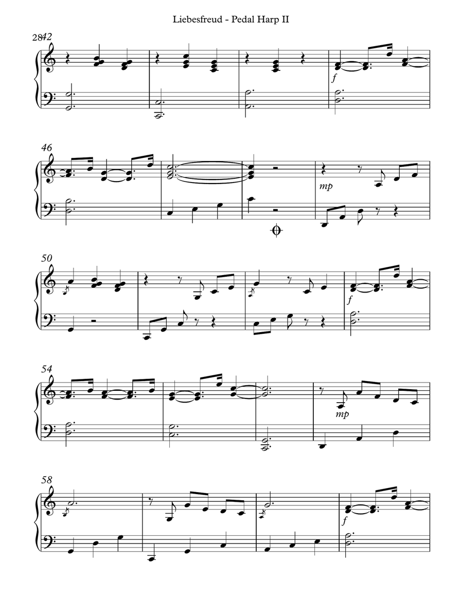 Liebesfreud (Love’s Joy), Pedal Harp II Pedal Harp scores gallery preview page 4
