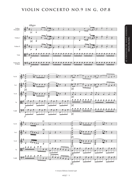 Violin Concerto No.9 in G major, Op. 8 - Score Only
