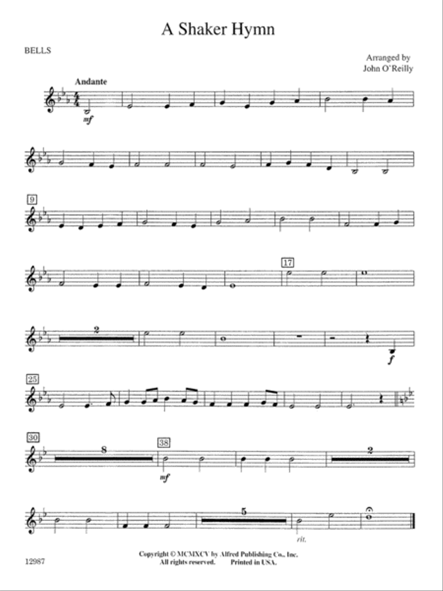 A Shaker Hymn: Bells A Shaker Hymn: Bells Concert Band scores gallery preview page 1