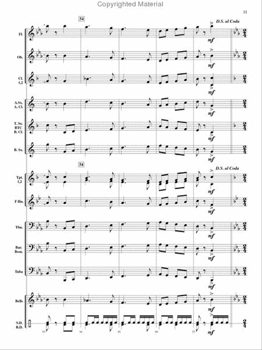 Marching Down Main Street Concert Band scores gallery preview page 11