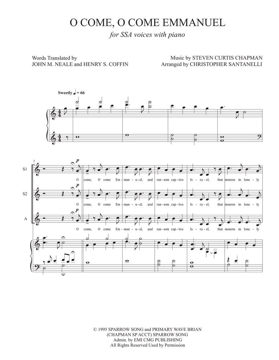O Come, O Come Emmanuel O Come, O Come Emmanuel SSA scores gallery preview page 1