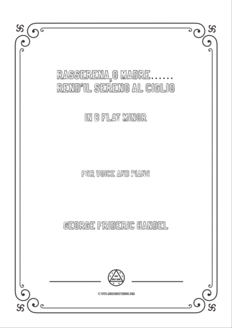 Handel-Rasserena,o Madre…Rend'il sereno al ciglio in b flat minor,for Voice and Piano Voice Solo scores gallery preview page 1