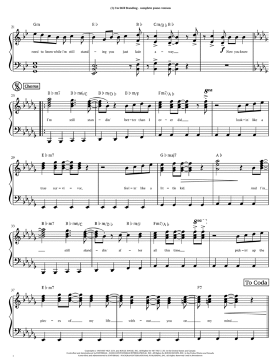 I'm Still Standing Piano Solo scores gallery preview page 2