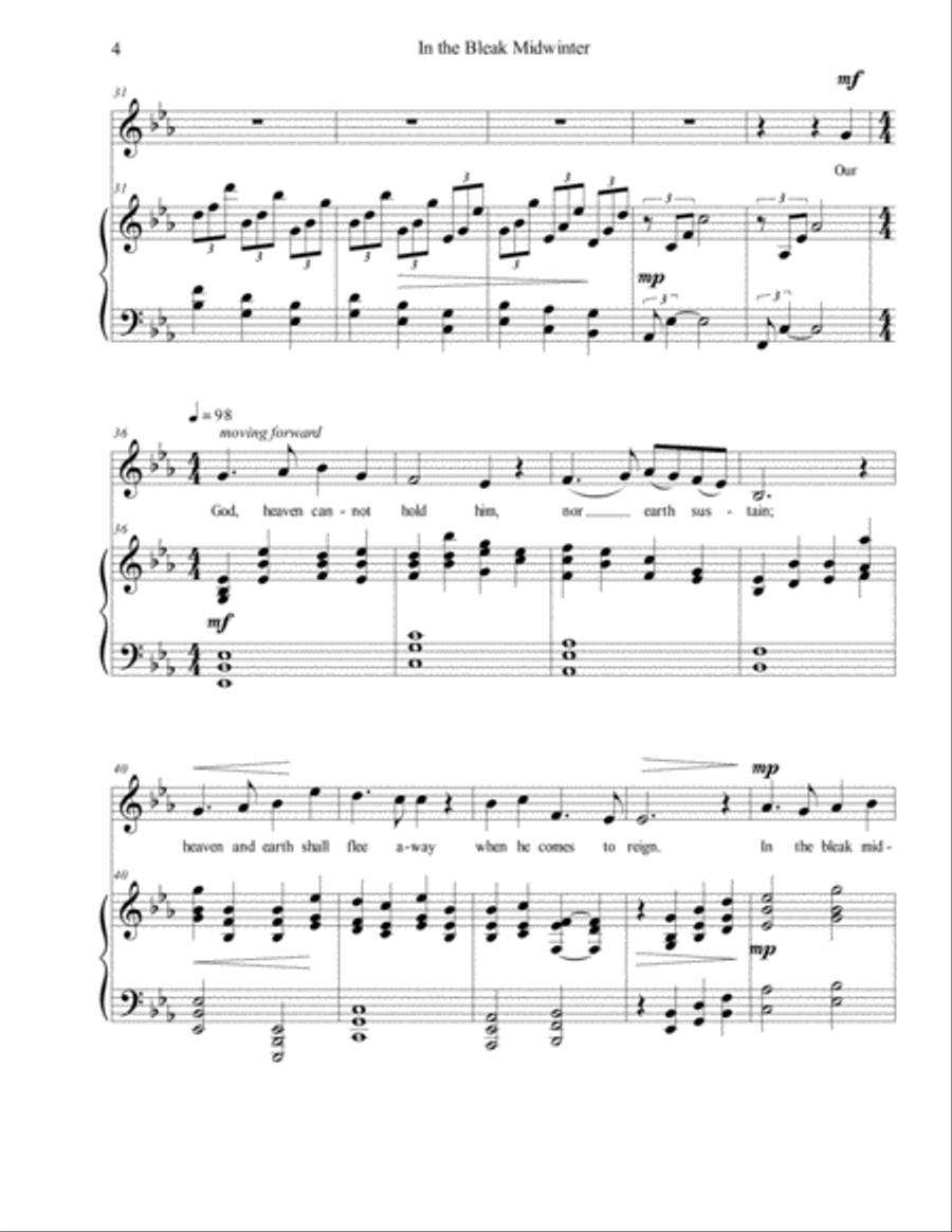 In the Bleak Midwinter (CRANHAM), Medium/Low Voice, arr. Brenda Portman Medium Voice scores gallery preview page 4
