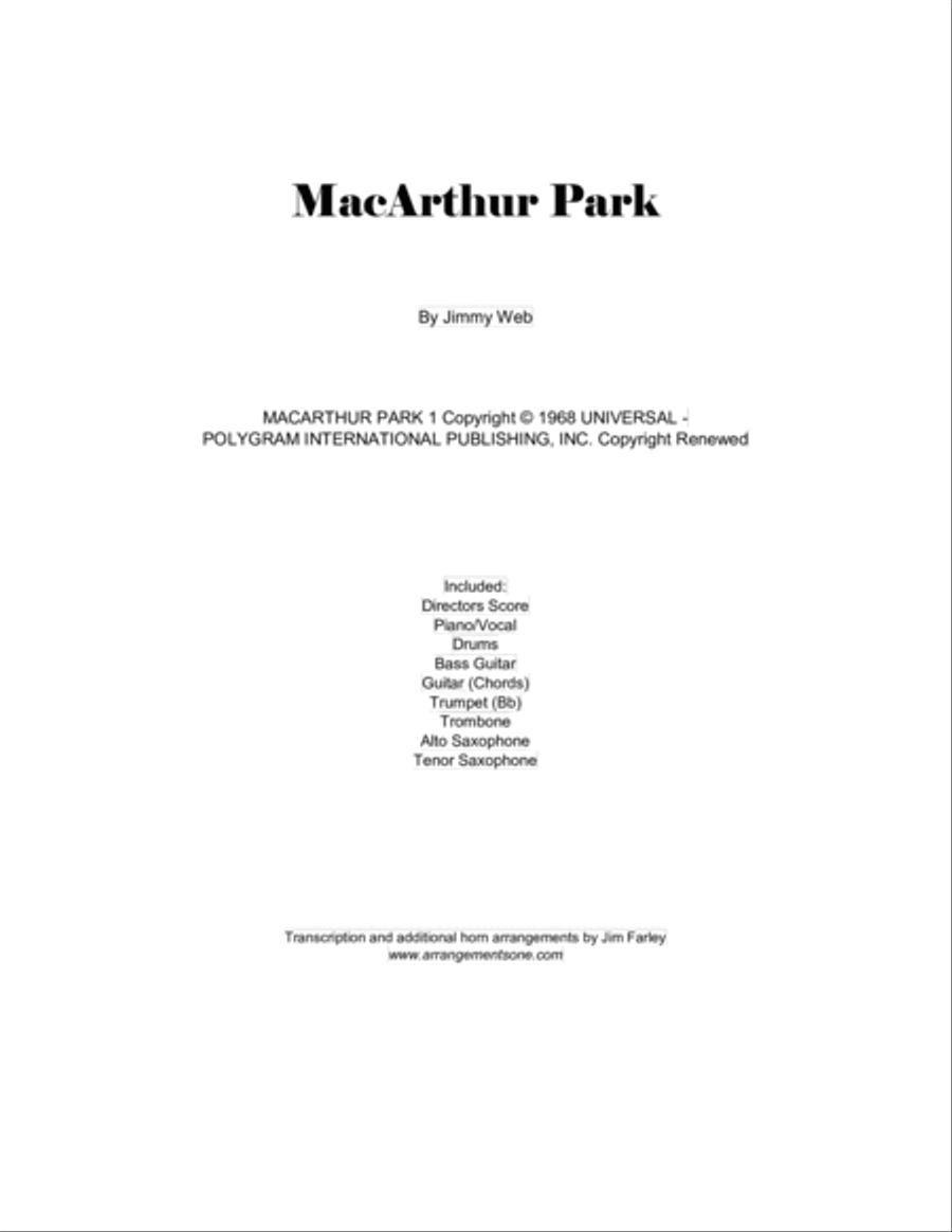 Macarthur Park Tenor Saxophone scores gallery preview page 1