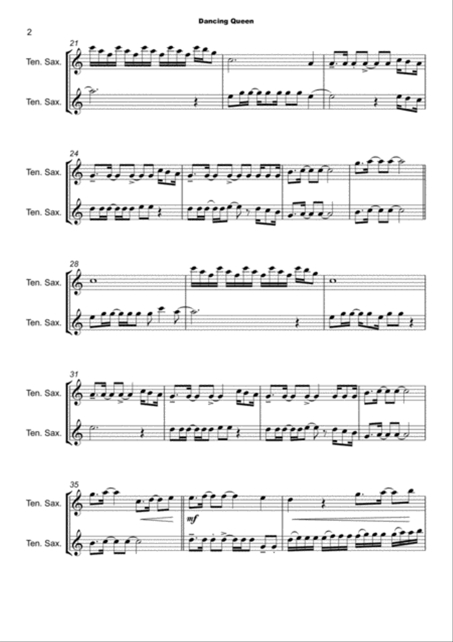 Dancing Queen Woodwind Duet scores gallery preview page 3