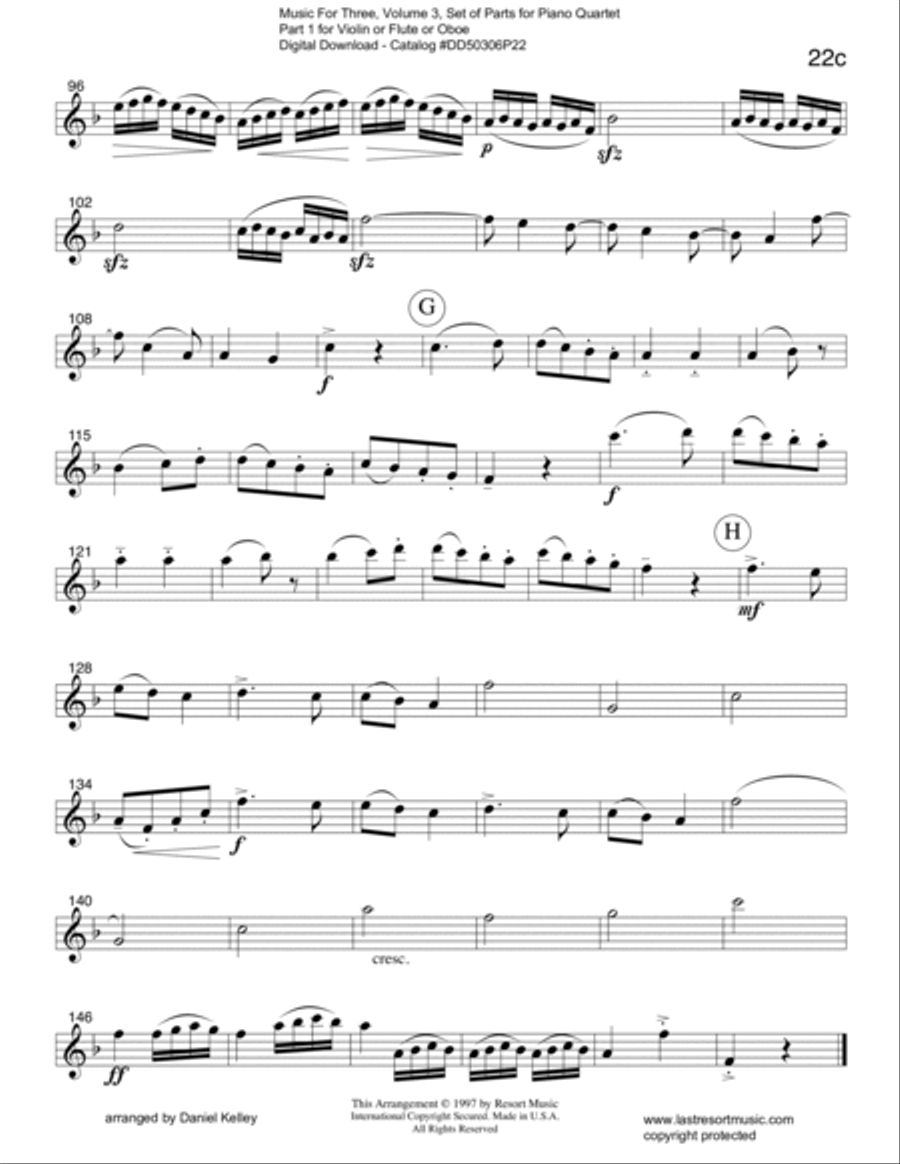 Alleluia from Exsultate, Jubilate K. 165 for Piano Quartet Small Ensemble scores gallery preview page 3