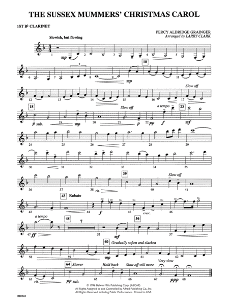 The Sussex Mummers' Christmas Carol: 1st B-flat Clarinet
