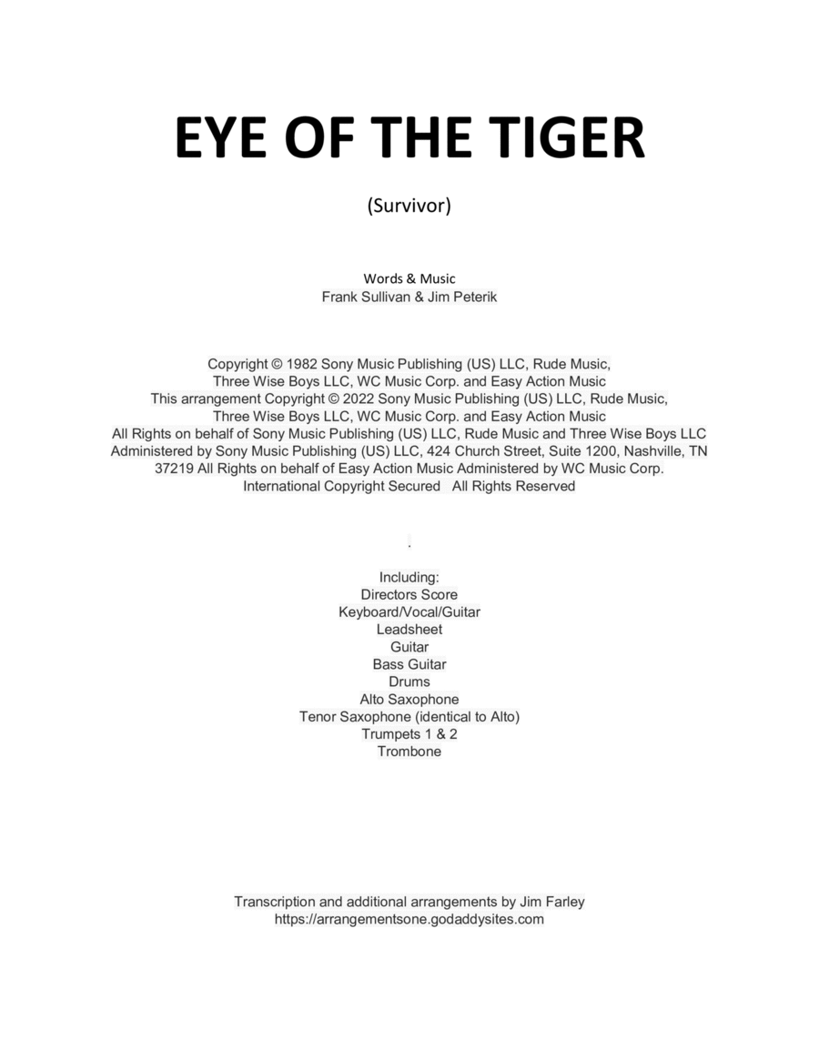 Eye Of The Tiger Tenor Saxophone scores gallery preview page 1