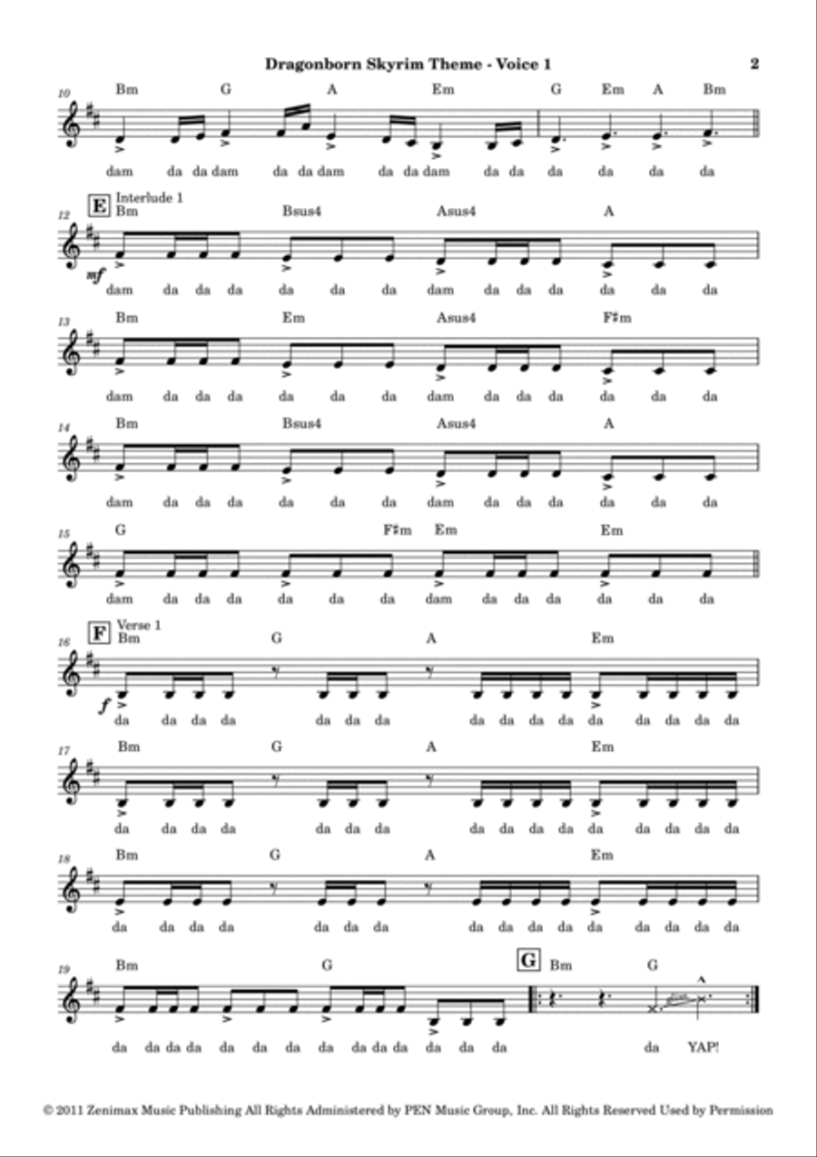 Dragonborn (skyrim Theme) 4-Part scores gallery preview page 5