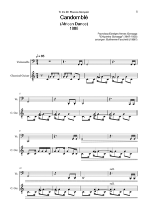 Chiquinha Gonzaga - Candomblé. Arrangement for Cello and Classical Guitar. Score and Separated Parts