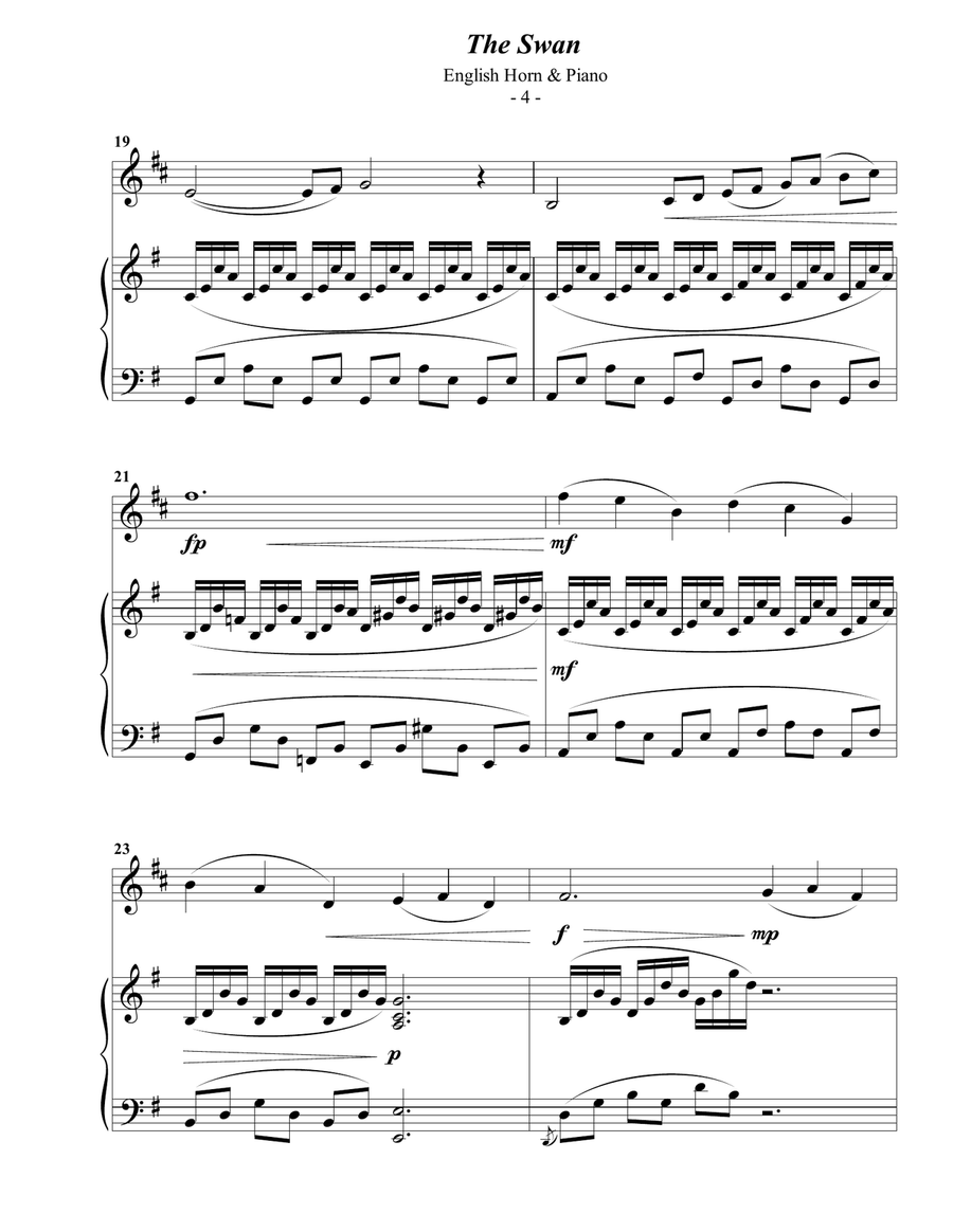 Saint-Saens: The Swan for English Horn & Piano English Horn scores gallery preview page 4