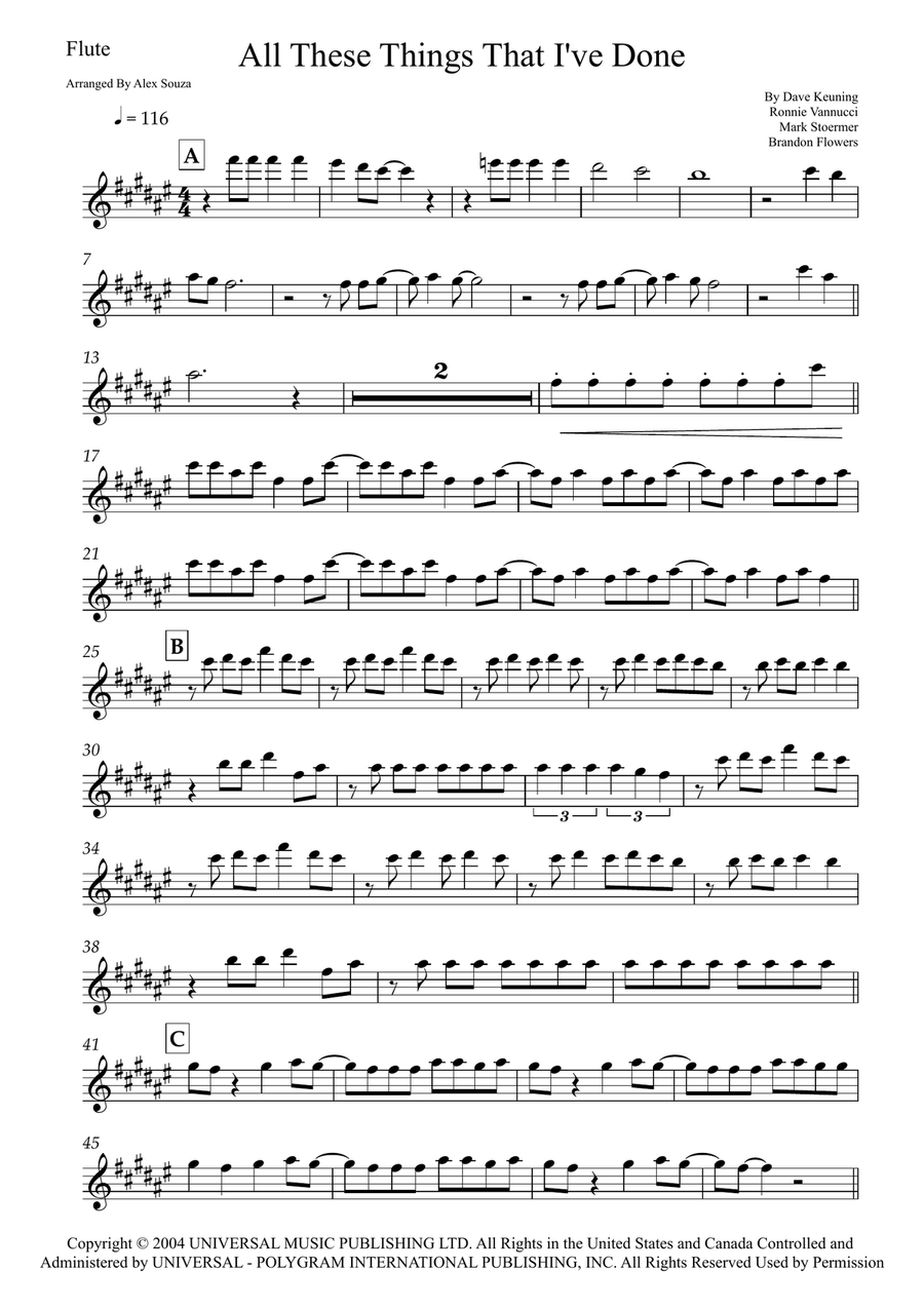 All These Things That I've Done Flute Solo scores gallery preview page 1