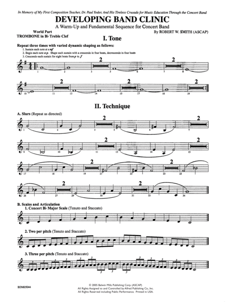 Developing Band Clinic (A Warm-Up and Fundamental Sequence for Concert Band): WP 1st B-flat Trombone T.C.