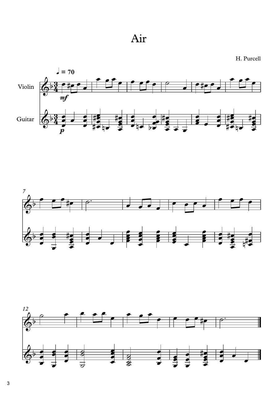 10 Easy Classical Pieces For Violin & Guitar Vol. 2 String Duet scores gallery preview page 4