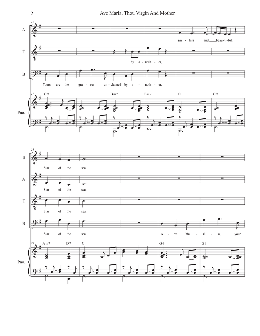 Ave Maria, Thou Virgin And Mother (SATB) 4-Part scores gallery preview page 2