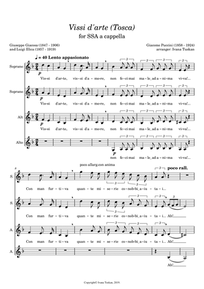 Vissi d'arte (Tosca) for SSAA a cappella D minor