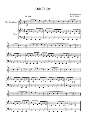 Ode To Joy, Ludwig Van Beethoven, For Alto Saxophone & Piano
