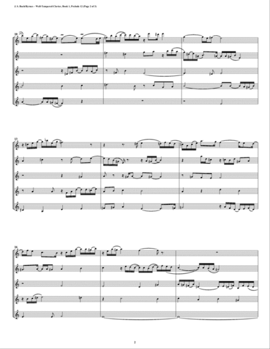 Prelude 12 from Well-Tempered Clavier, Book 1 (Clarinet Quintet) Clarinet Quintet scores gallery preview page 3