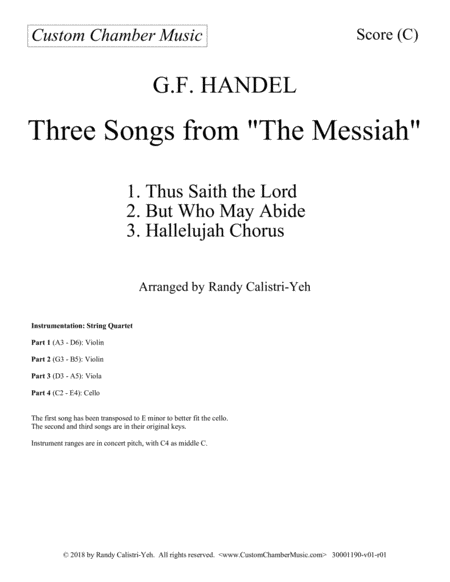 Three Songs from Handel's Messiah for string quartet image number null
