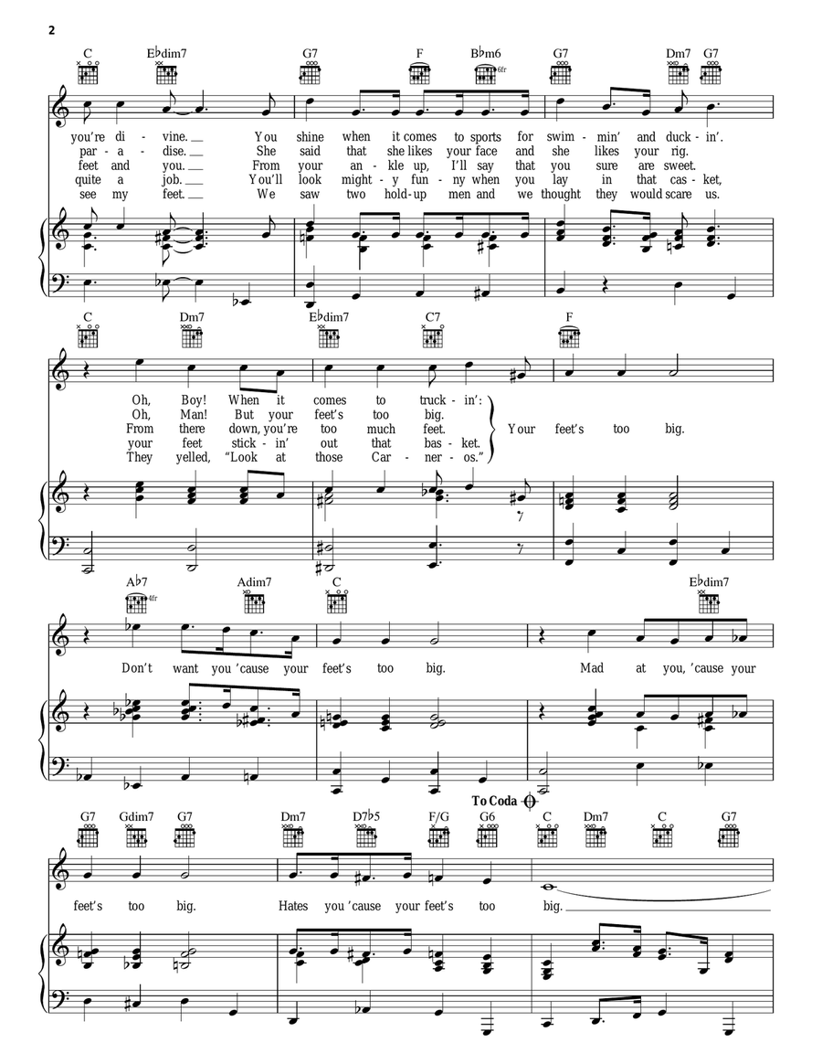 Your Feet's Too Big Your Feet's Too Big Piano, Vocal, Guitar scores gallery preview page 2