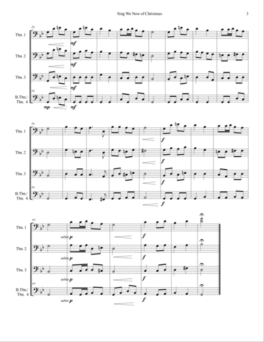 Sing We Now of Christmas for Trombone Quartet Sing We Now of Christmas for Trombone Quartet Trombone Quartet scores gallery preview page 3