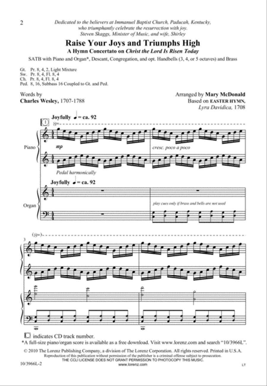 Raise Your Joys and Triumphs High 4-Part scores gallery preview page 3