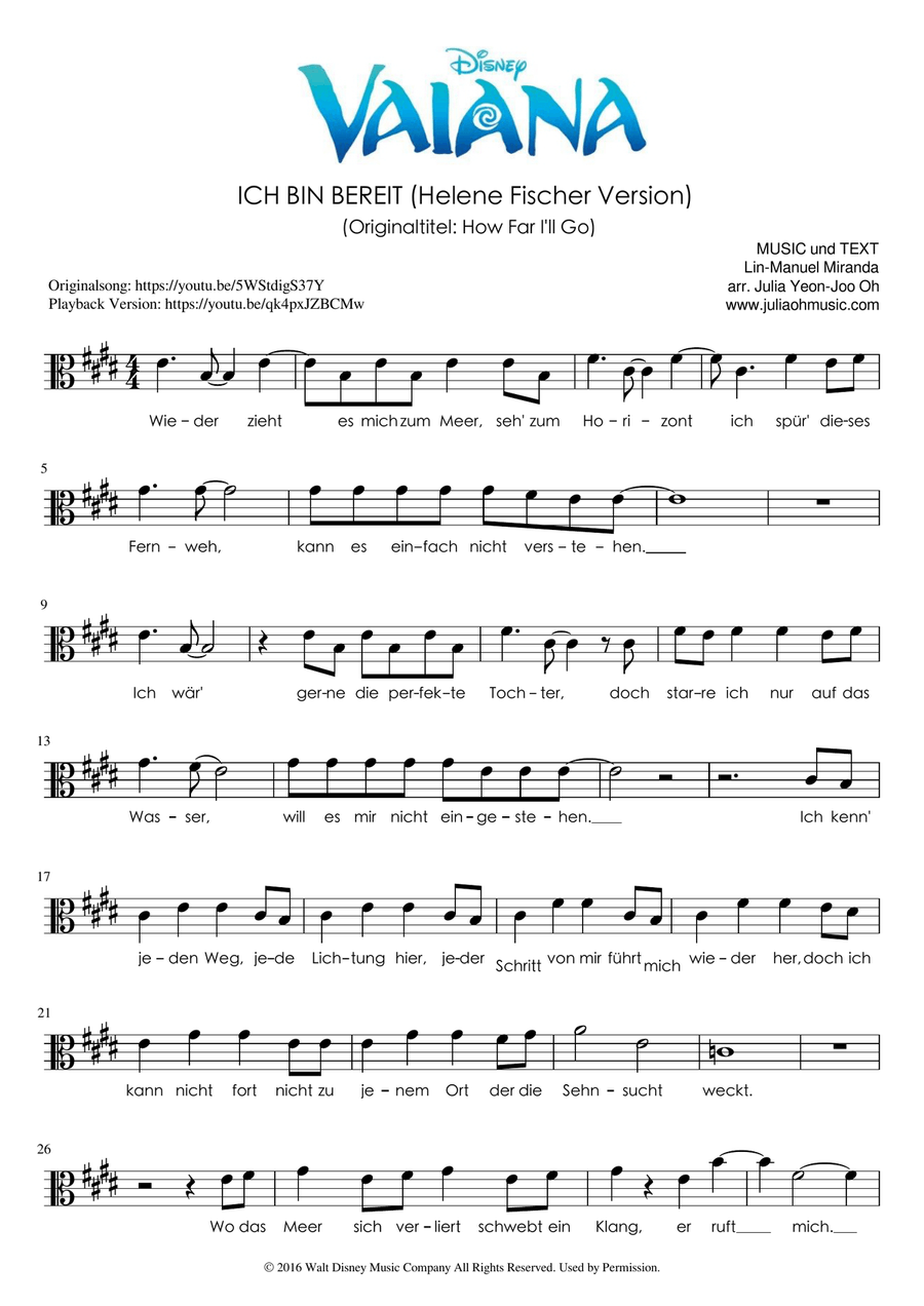 How Far I'll Go Viola Solo scores gallery preview page 1