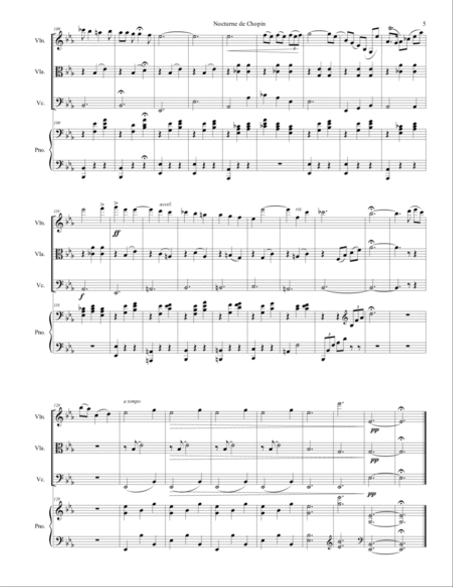 Frederic Chopin - Nocturne in E flat Major arr. for piano quartet Piano Quartet scores gallery preview page 5