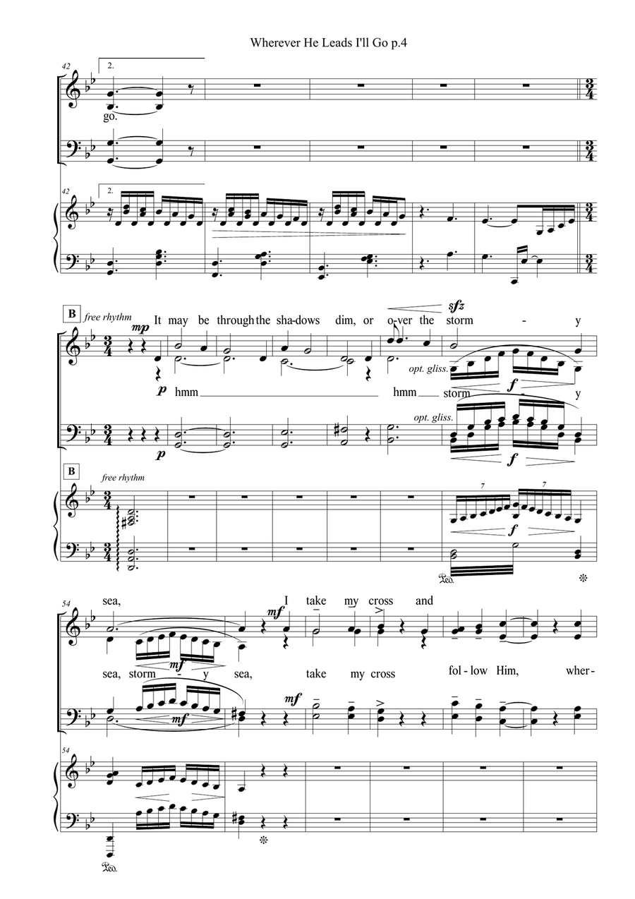 Wherever He Leads I'll Go 4-Part scores gallery preview page 4