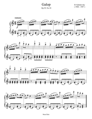 Book cover for Kabalevsky Galop Op.39 No.18