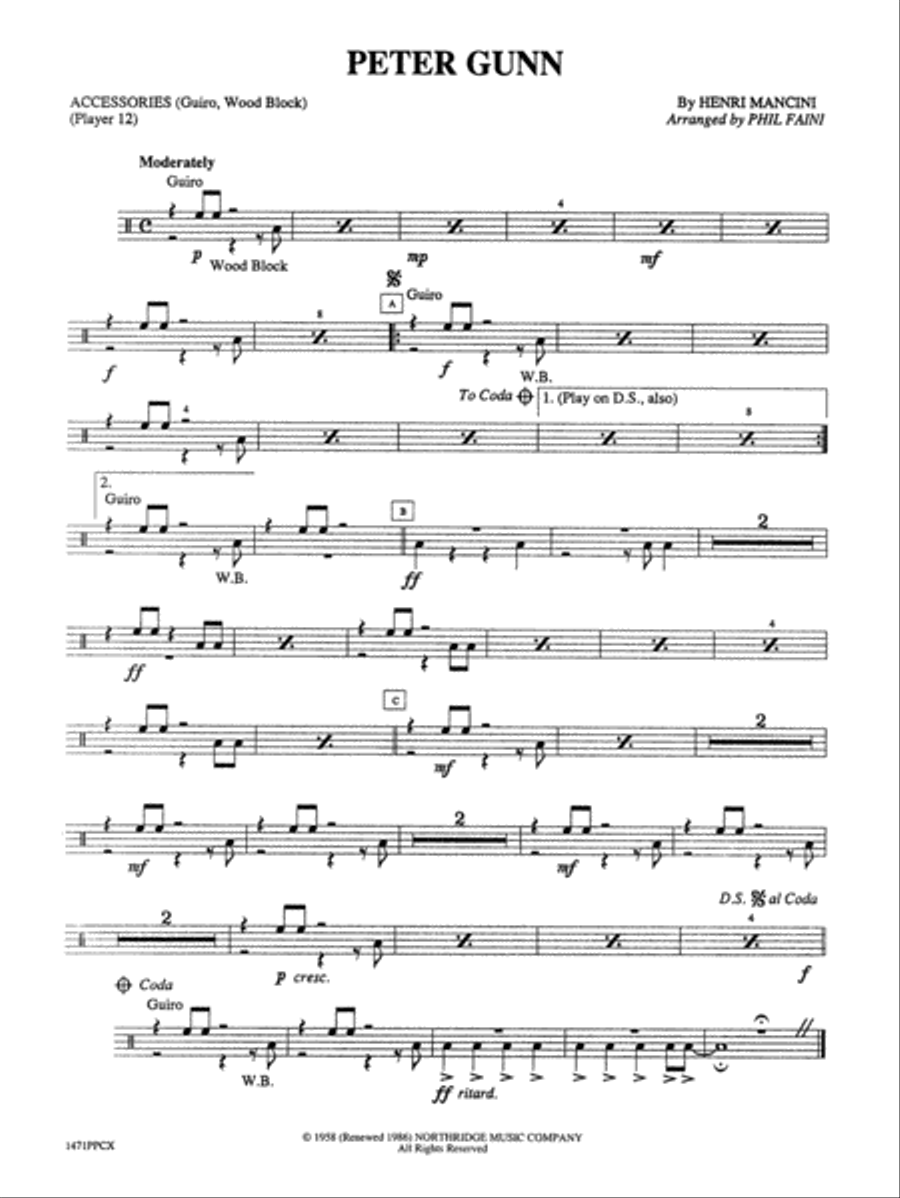 Peter Gunn: 2nd Percussion Percussion Ensemble scores gallery preview page 1
