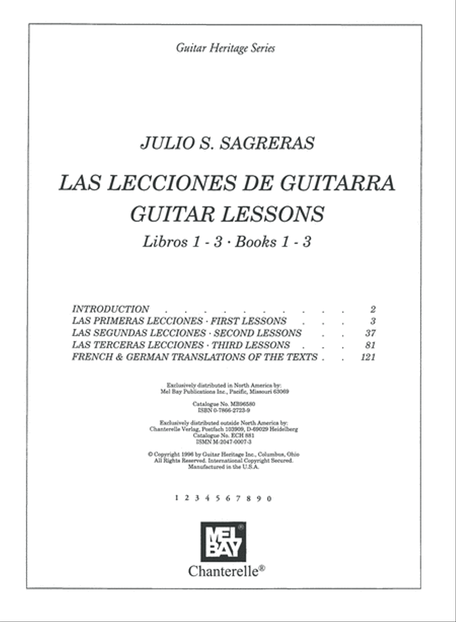 Julio S. Sagreras Guitar Lessons Book 1-3