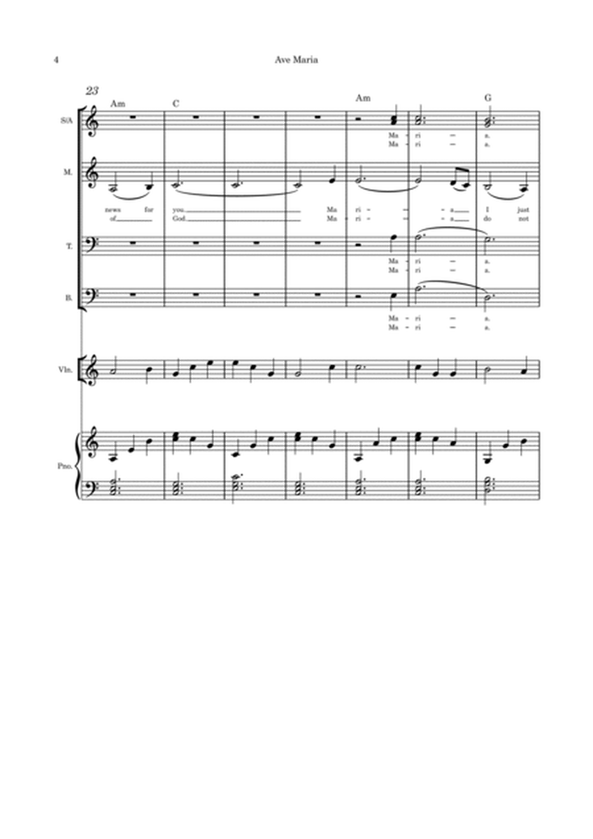 Ave Maria Easter Version SATB violin or flute or cello and piano image number null
