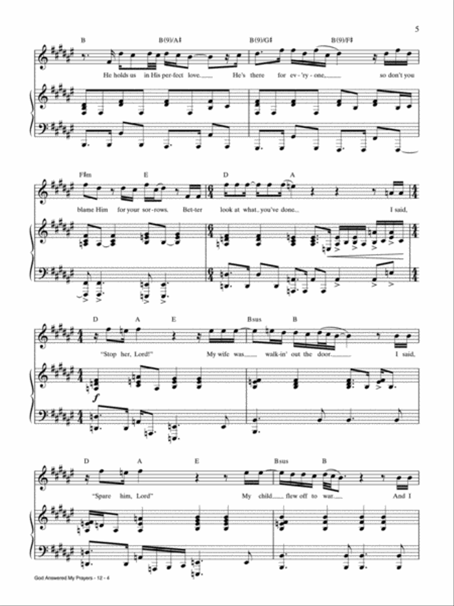 God Answered My Prayers Piano, Vocal, Guitar scores gallery preview page 4