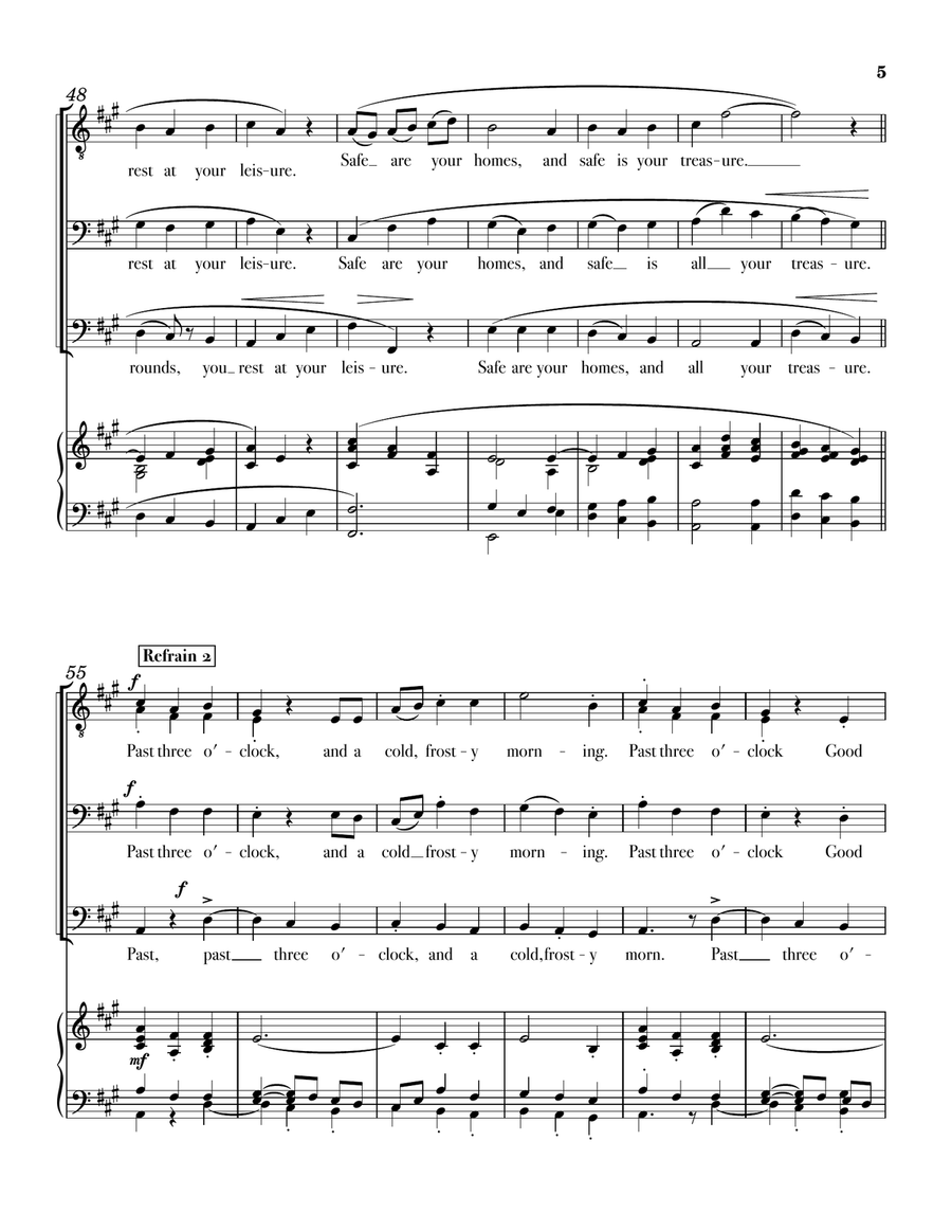 Past Three O'Clock (secular Christmas text) 3-Part scores gallery preview page 5