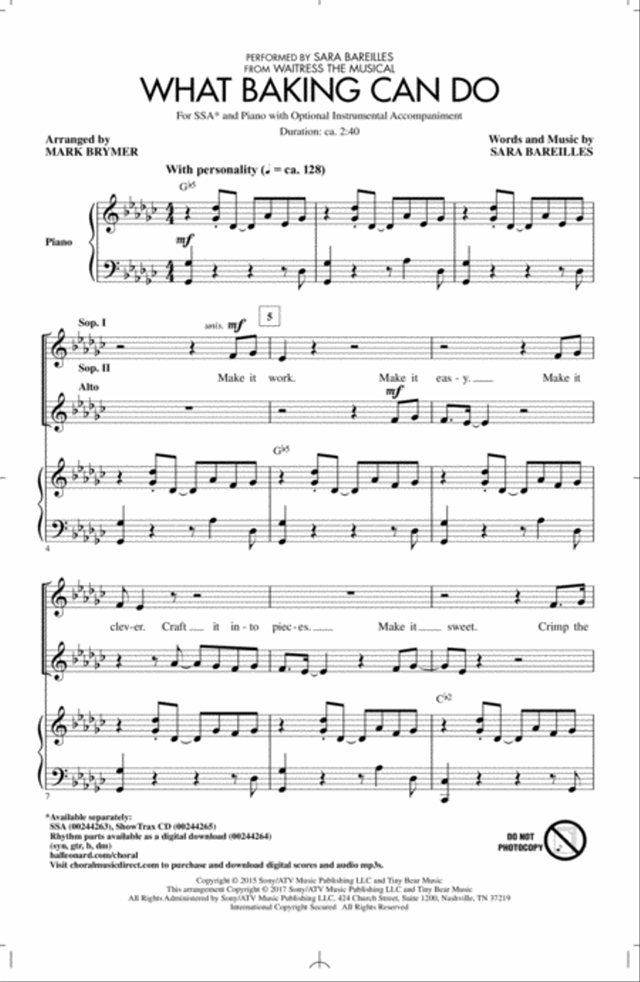 What Baking Can Do (arr. Mark Brymer) SSA scores gallery preview page 1