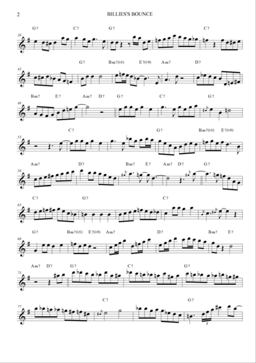 Billie's Bounce (bill's Bounce) Tenor Saxophone scores gallery preview page 2