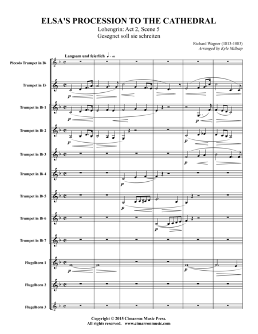 Elsa's Procession to the Cathedral Flugelhorn scores gallery preview page 1