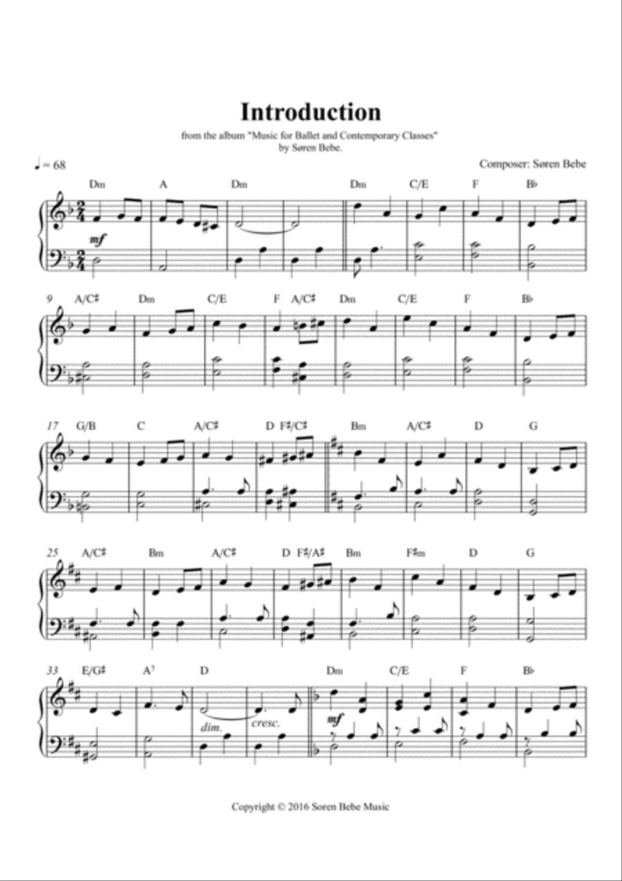 Sheet Music for Ballet Class - Complete class with barre and center exercises. 26 pieces/71 pages. Piano Method scores gallery preview page 2